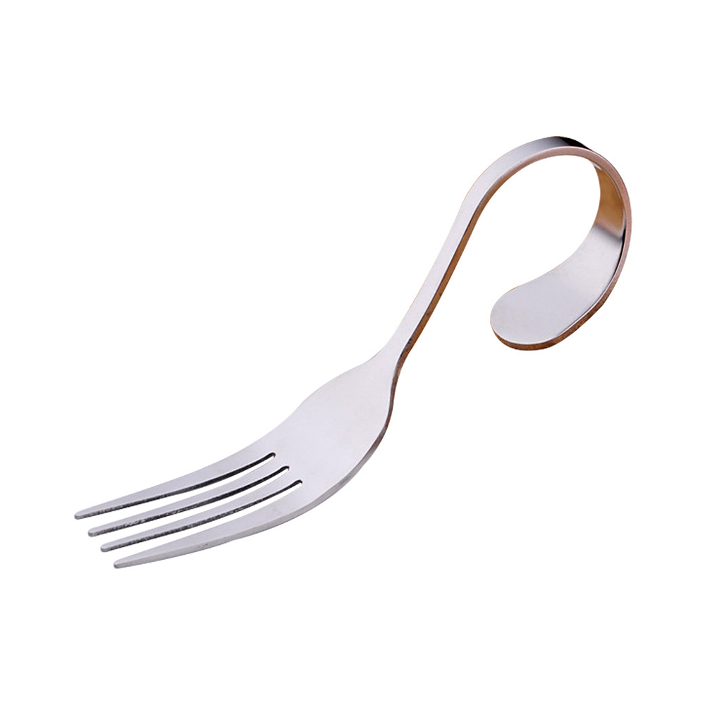 Kitchen tools Home Tableware Stainless Steel Curved Handle art Fork Salad Round Spoon Tip Spoon Soup Spoon: D