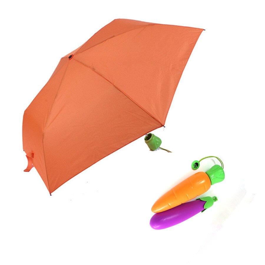 Paraguas plegable de berenjena para niños, paraguas de protección a prueba de viento, 3 paraguas plegable, novedad