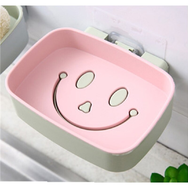 Smile shape soap holder no nail soap box Toilet shower tray draining rack bathroom gadgets soap dish bathroom soap rack