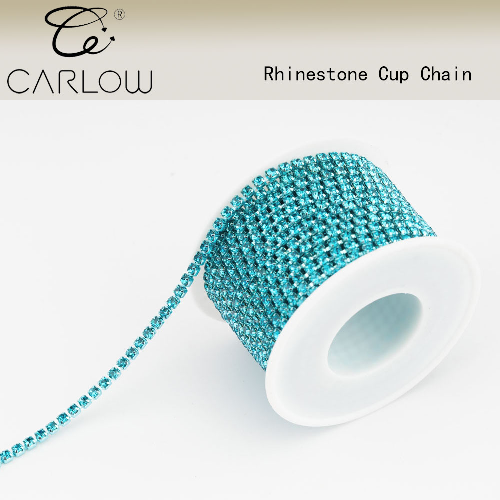 Carlow 10Yard/Rol Primaire Kleur Glas Kristallen Steentjes Ketting Naaien Op Close Cup Strass Kettingen Rol Voor Tas Decoratie: 1mm / Antique Zinc