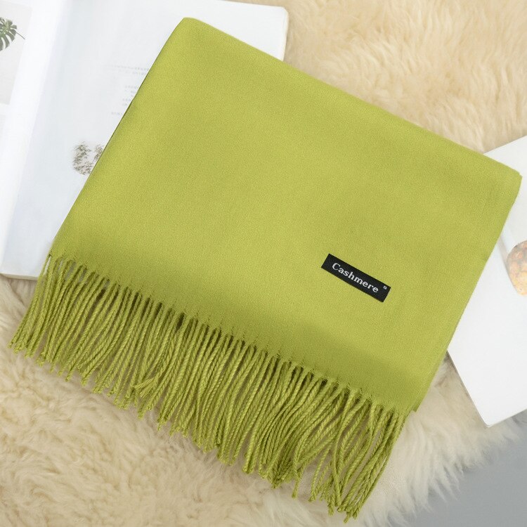 femmes cachemire épais solide écharpe Pashmina châles enveloppes femme Foulard étoles gland tête longues écharpes Hijab: 03