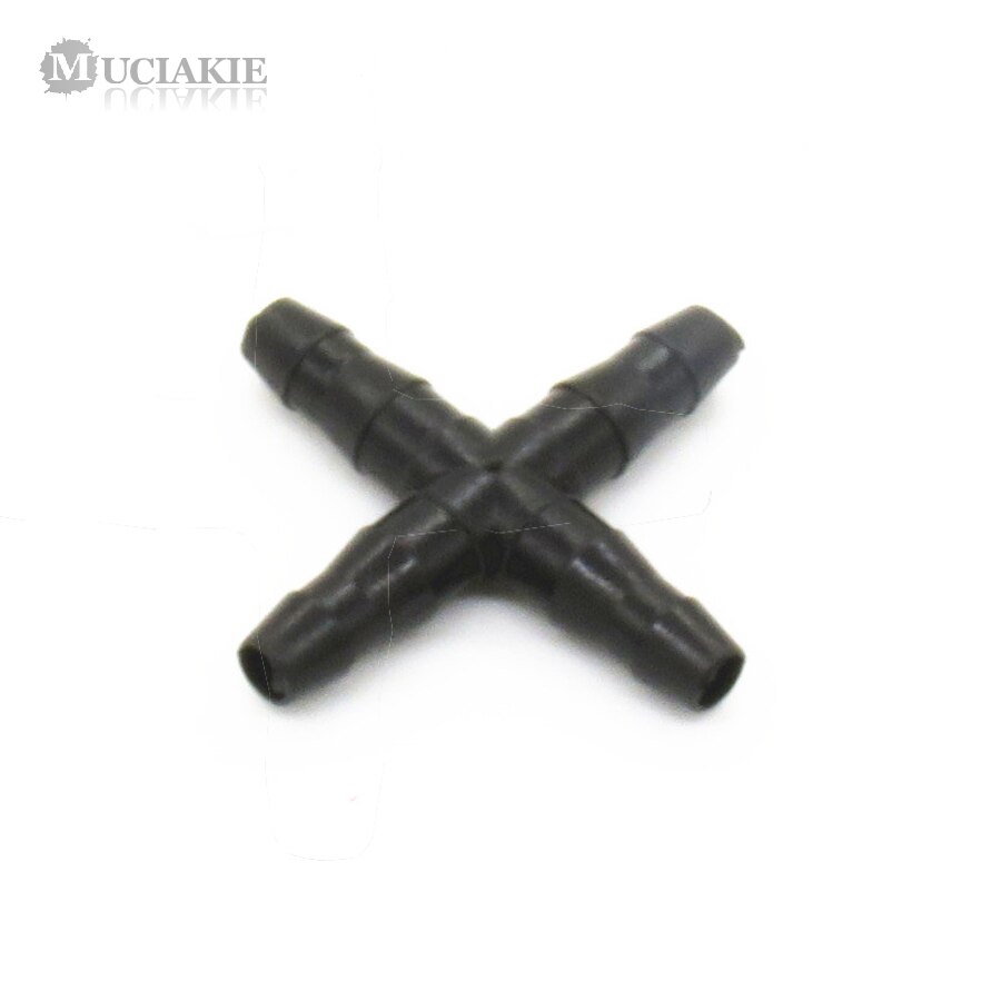 MUCIAKIE 10PCS 1/4'' Barb Cross Barbed Connector for 4mm Micro Tubing for 4/7mm PVC Hose Garden Irrigation Hose Joint Adapter
