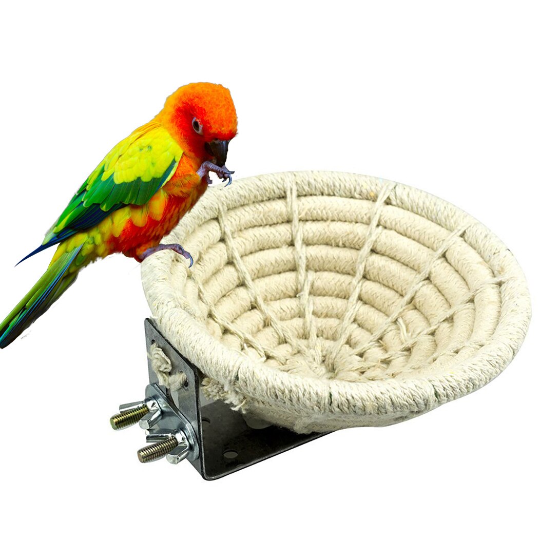 Handleiding Gevlochten Hennep Touw Vogelnest Bed Multifunctionele Kunstmatige Vink Vogelnest Huis Voor Parrot Hamster Huisdier Bed nest Levert