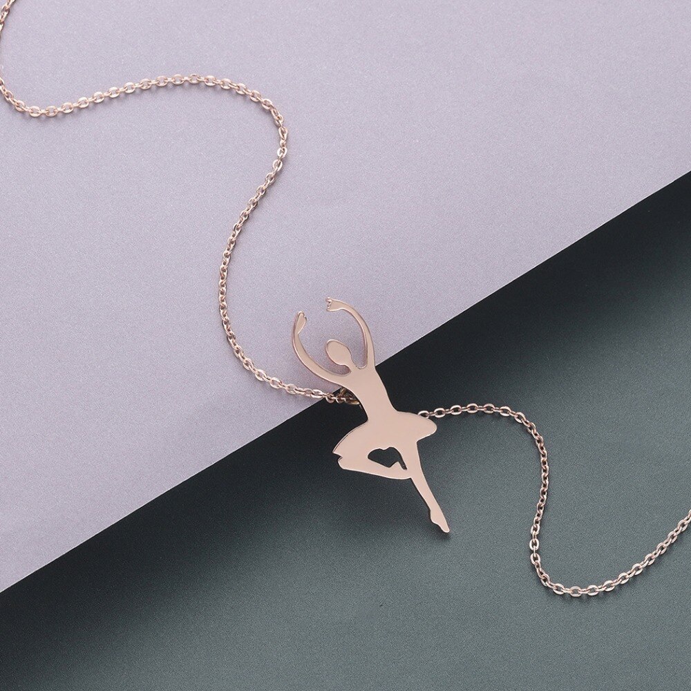 Chandler Ballerina Kette - Edelstahl Anhänger - Schlanke Kette - Ballettänzer Figur