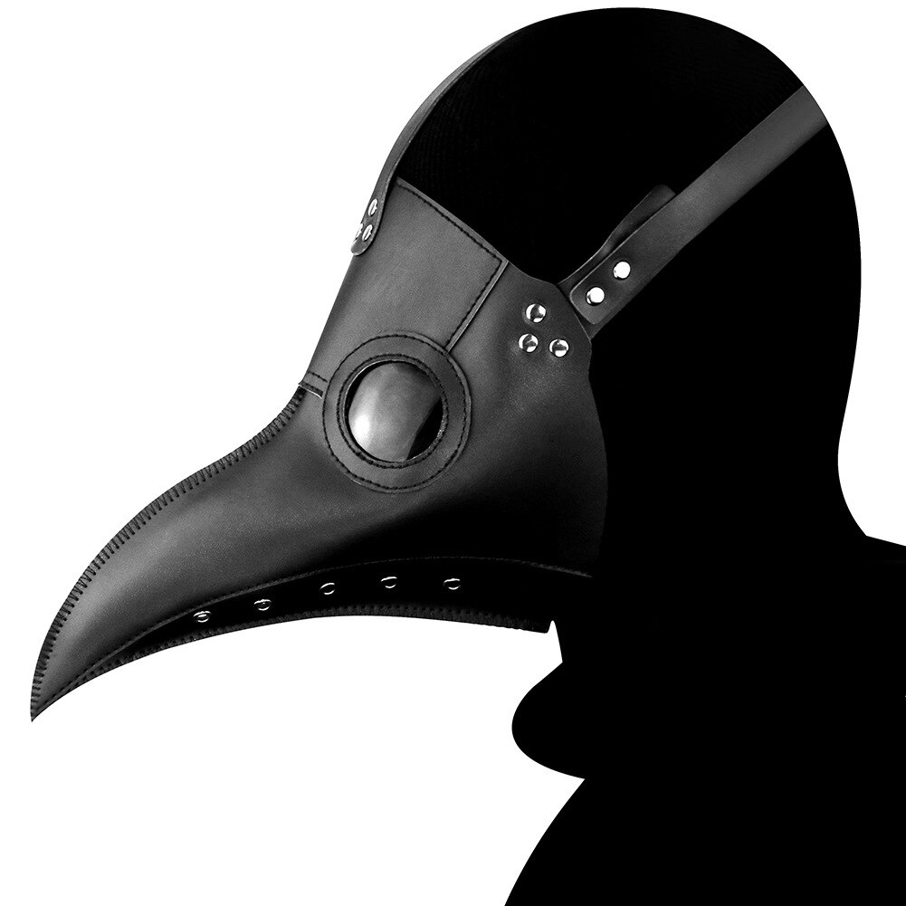 Hvid sort pest læge pu læder maske halloween fugl lang næse næb steampunk masker: Hg065