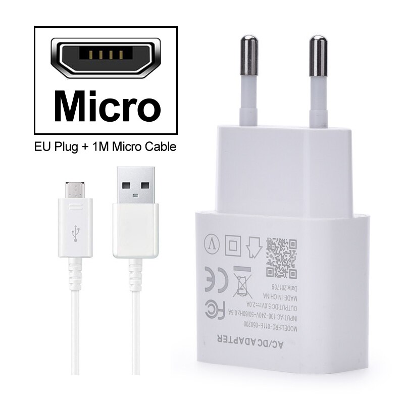 Cargador rápido para Huawei Y3 II Y3 L02 L22 Y5 LITE Y3 CUN-U29 Y5II Y6 II Compact tipo-c, Cable Usb de sobrealimentación: EU Plug Micro Cable