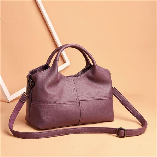 Yogodlns-Bolso cruzado de cuero sintético para mujer, bandolera de hombro de estilo Simple a rayas, de , Retro, informal, grande: purple