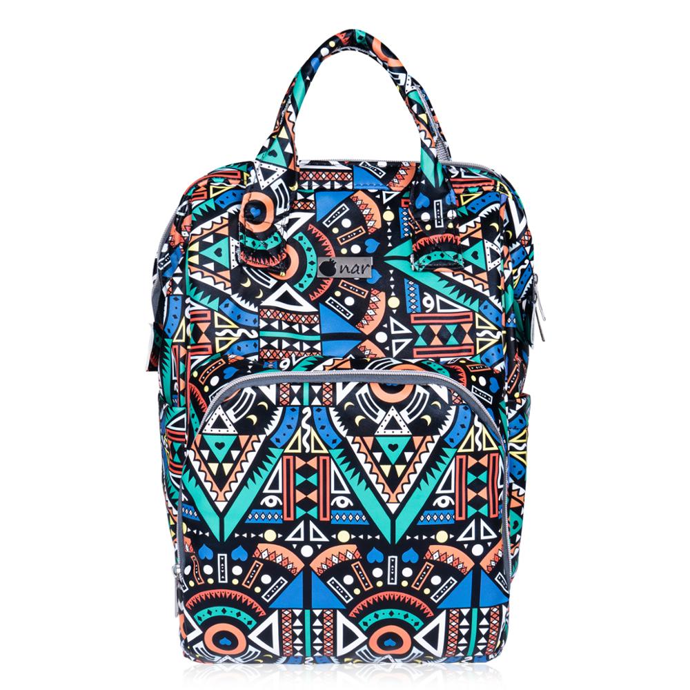 Nar Baby Diaper Bag - Organiser - Faux Leather - Ethnic Patterned - Rainbow Model