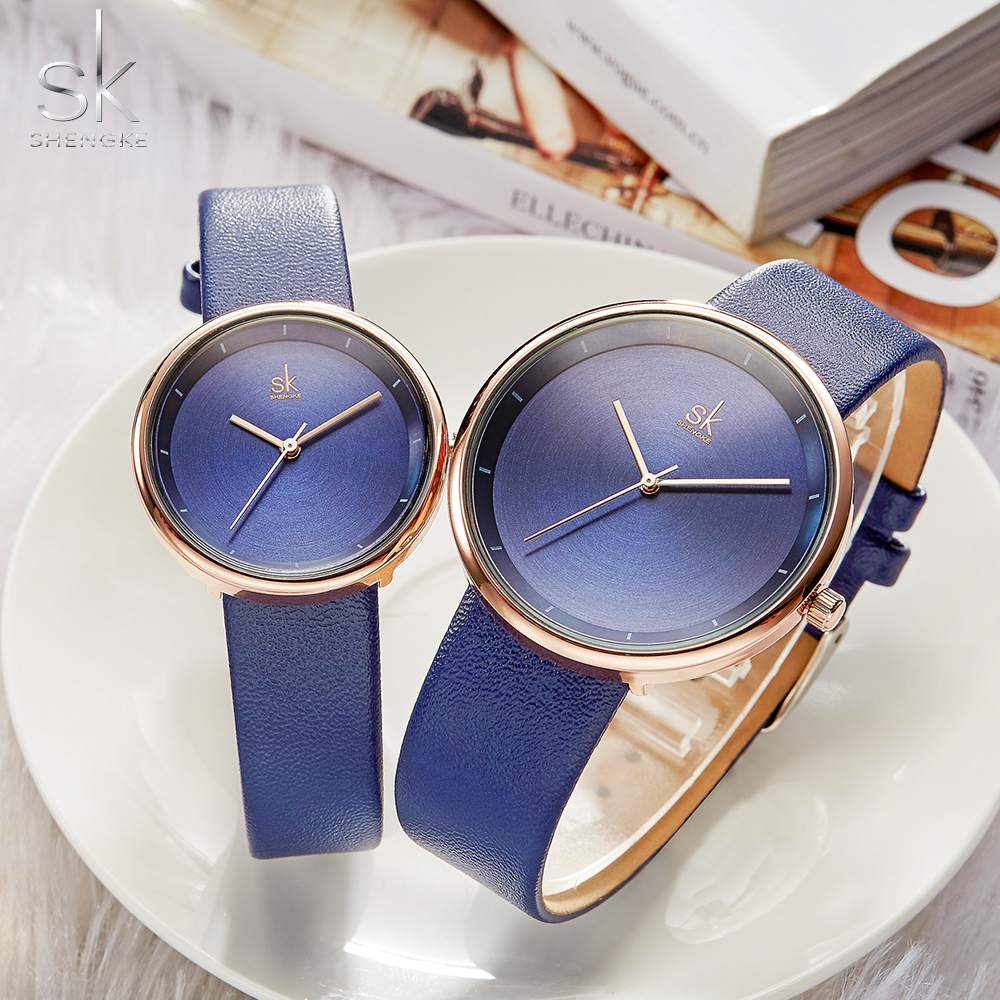 Shengke Quartz Paar Horloge Set Lederen Horloges Voor Liefhebbers Mannen En Vrouwen Horloges Set Relojes Parejas