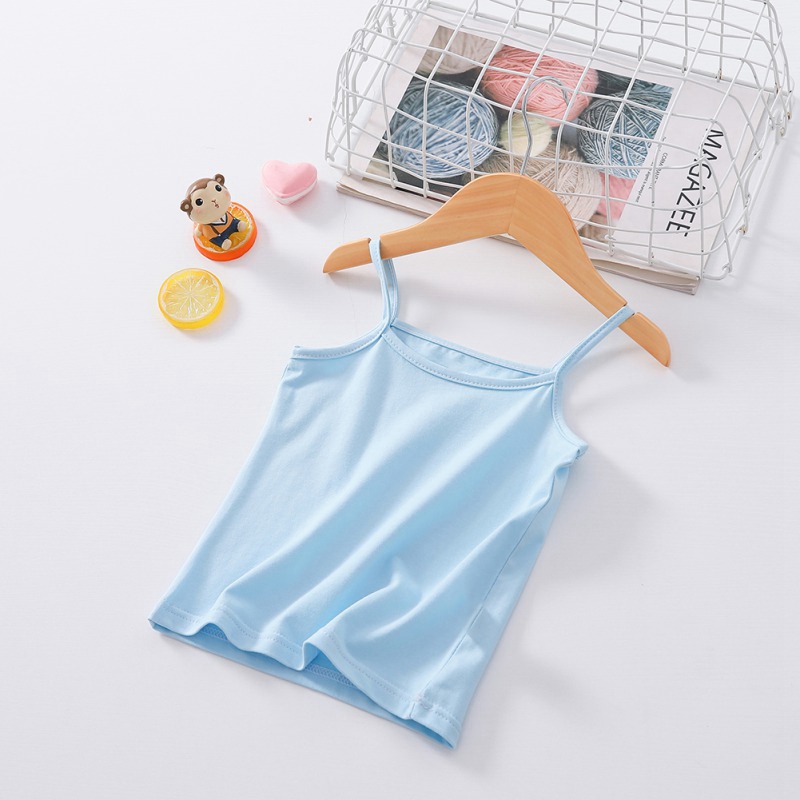 Simple Summer Toddler Girls Sleeveless Vest Solid Print Tops Blouse Cotton Casual Children Outfits School Home Leisure Vests: 4 / 3T