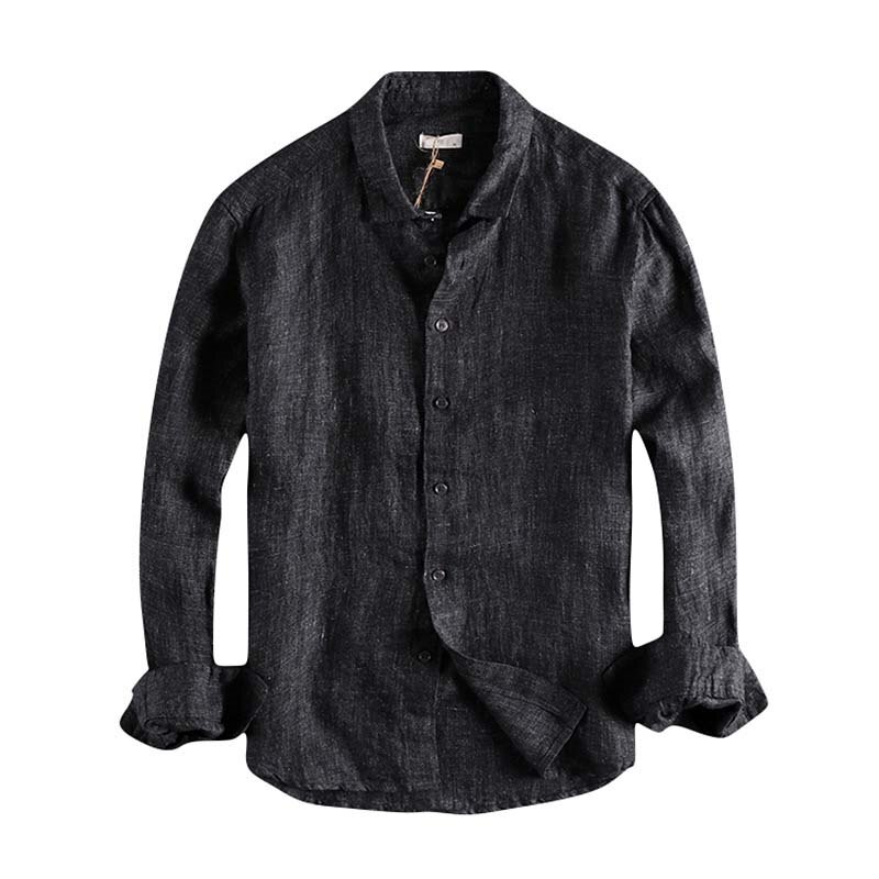 Japanilainen harajuku vintage miesten #39 urbaani poikien rento napittaa pitkähihaiset pellavapaidat plus koko: Versio 1 / Xxxl