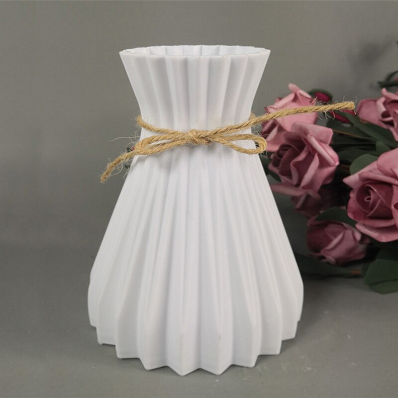 Flower Vase White Imitation Ceramic Flower Pot Decoration Home Plastic Vase Table Decoration Vase: 02