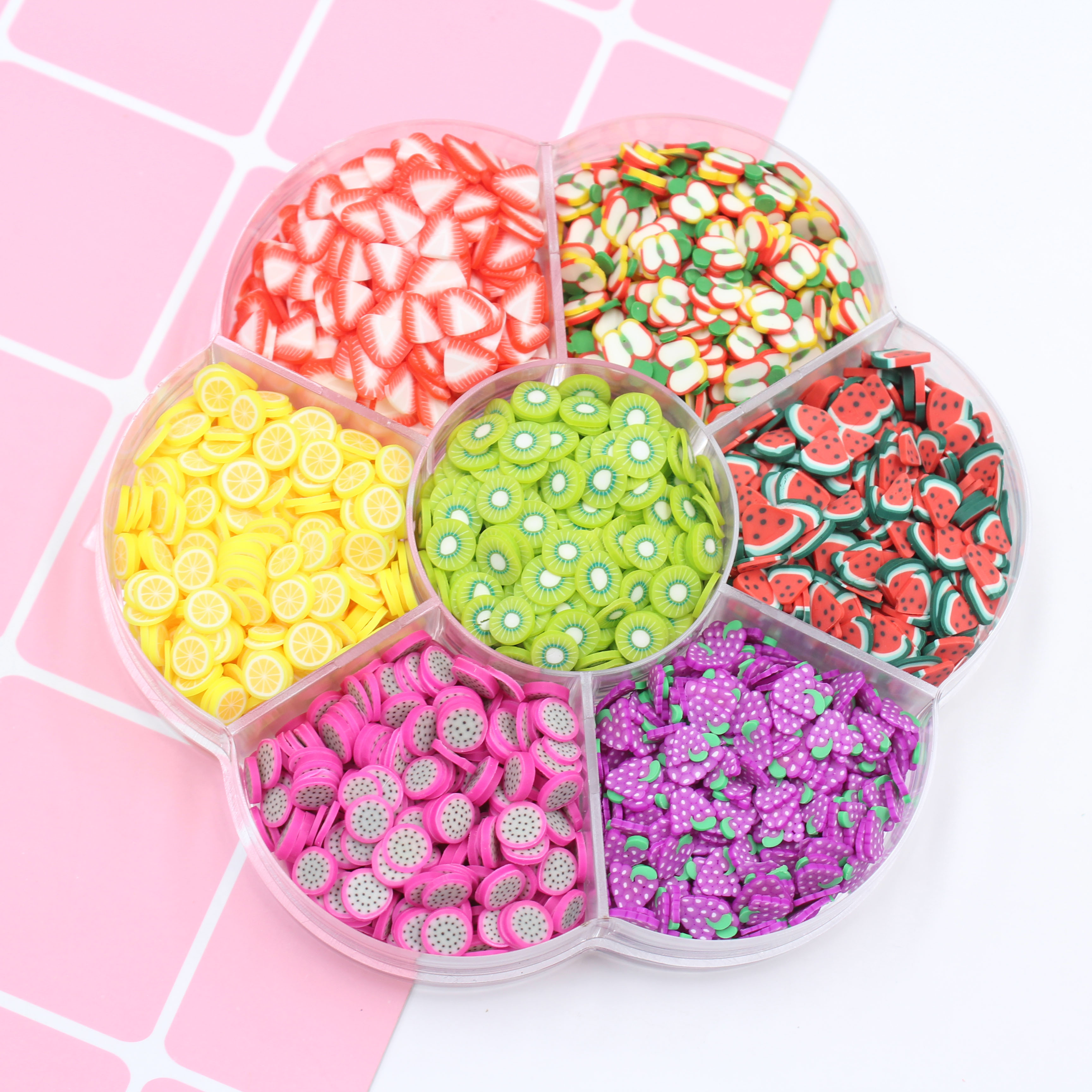 1 æske/parti frugtskiver sæt polymer ler slags frugter æble lemo til fluffy klart ler og håndværk gør diy