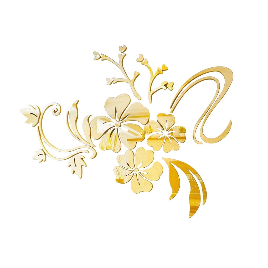 Hibiscus Shape Wall Sticker 3D Flower Acrylic Mirror Decal Bath Home Decor Sticker Self Adhesive Home Wall Decoration Supplies