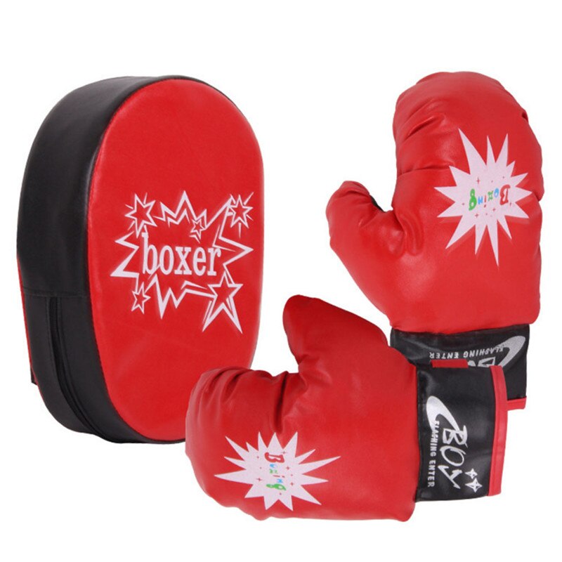 PU Leather Boxing Set Including Boxing Gloves Kids Punching Bag EVA Padding Head Protector Decompression Sandbag Kit Equipment: pad-glove