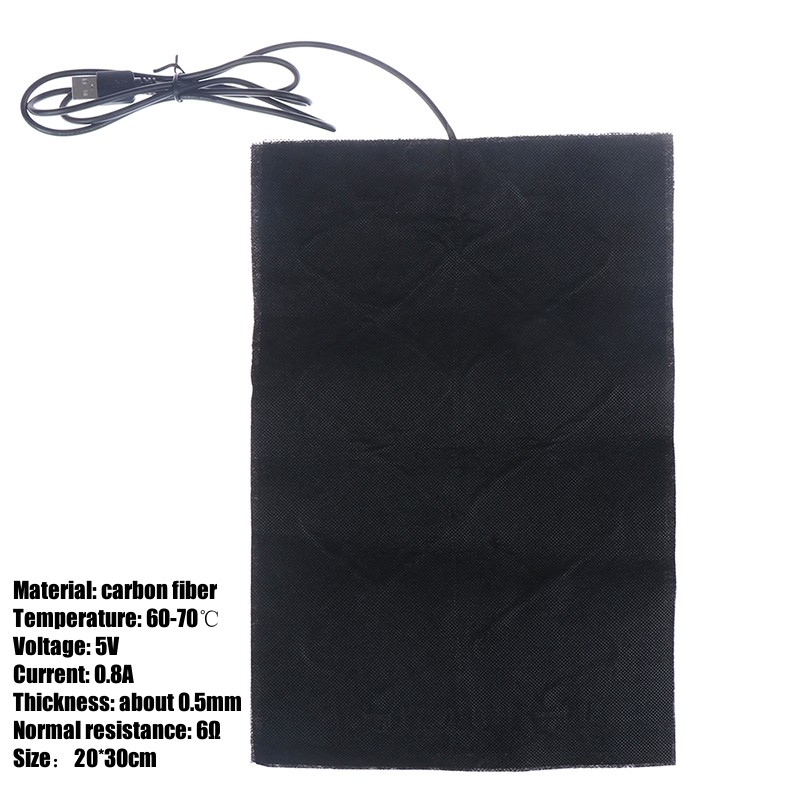 5V Usb Pet Warmer Verwarming Pad Elektrische Verwarming Pad Winter Warm Tapijt Carbon Fiber Verwarming Pad Handwarmer: Black