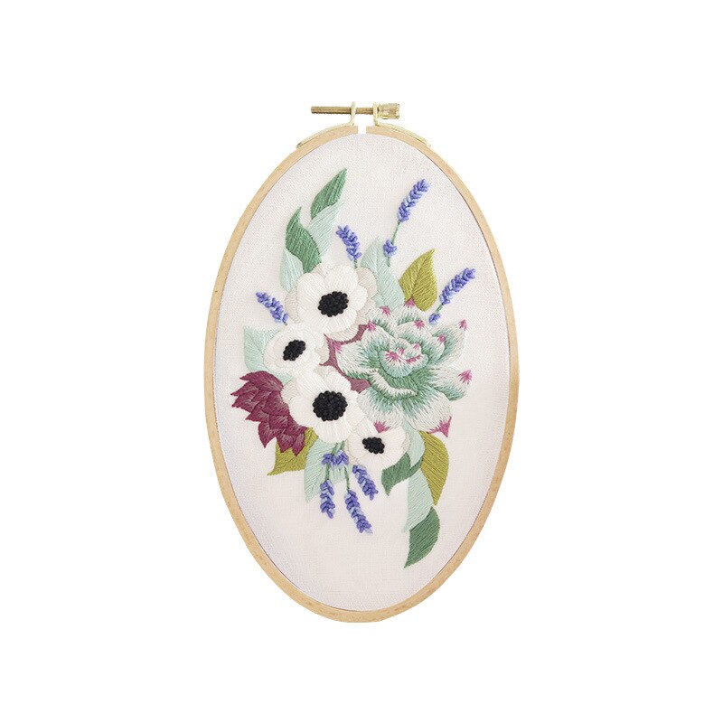 Red Bud Flowers Embroidery Kit DIY Needlework Houseplant Pattern Needlecraft for Beginner Cross Stitch Artcraft(Without Hoop): G