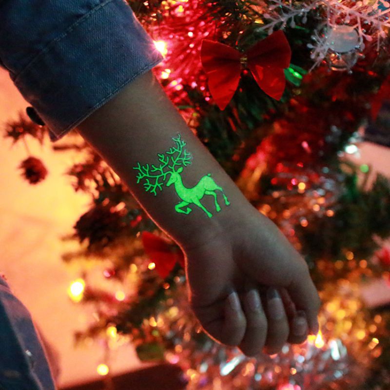 Julelysende midlertidige tatoveringsmærkater til festbørn vandtæt juledekorationer årindretning