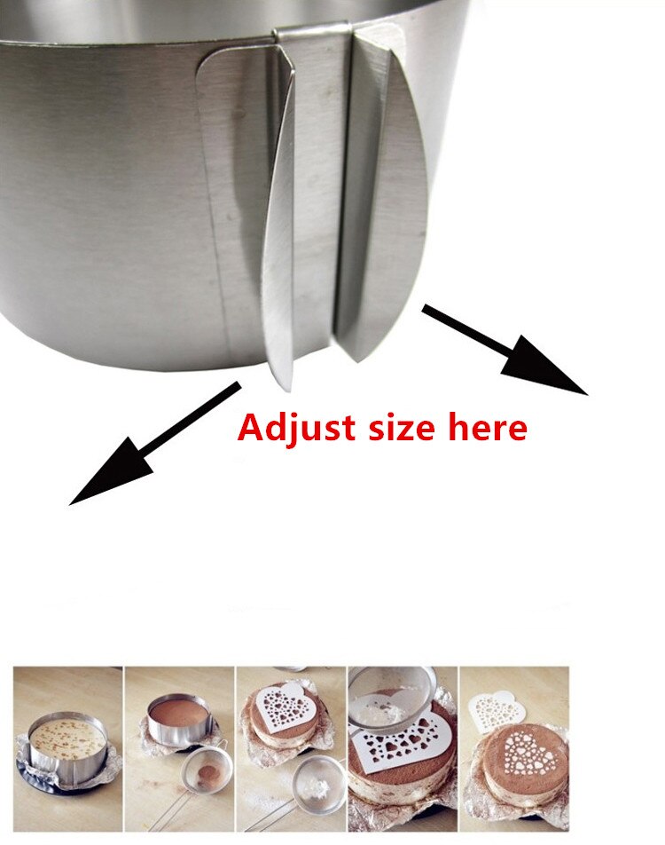 1Pc Retractable Stainless Steel Circle Mousse Ring Cake Baking Tool Set Size Shape Adjustable Bakeware Silver ZXH