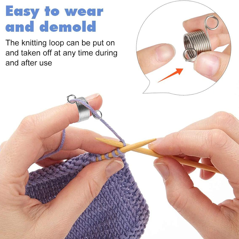 2 stk metal finger fingerbøl garn guide 2 størrelse finger holder strik finger finger ring til hækle strikke håndværk vævning tilbehør