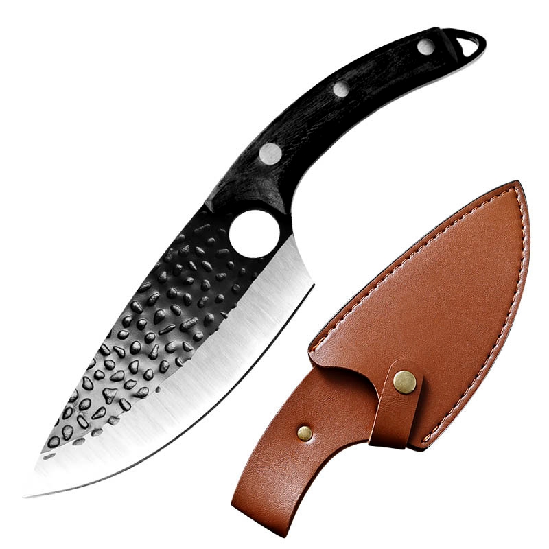 Damast Edelstahl Küchenmesser Mit Mantel Professionelle Handgemachte Fleisch Cleaver Geschmiedet Boning Messer Kochen Werkzeuge: C Black With Cover