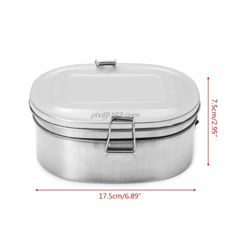 Stainless Steel Square Lunch Box Bento Food Picnic Container Travel 1/2 Layer: 2 layer L
