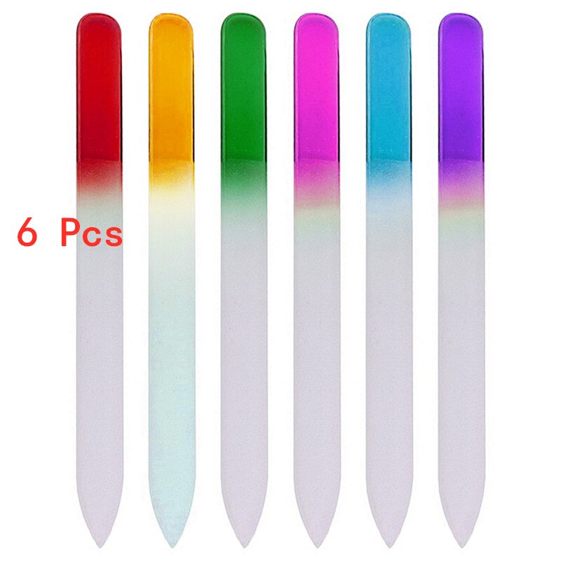 Crystal Nail Files Manicure Glass Rubbing Nail Art Burnishing Stick Nail Polishing Tool Finger Nail Art File Buffer: 6pcs