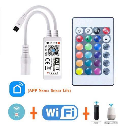 Rgb Led Controller Smart Wifi Led Strip Licht Controller 12V Bluetooth Ir Afstandsbediening Voor 5050 2835 Led Strips: Smart WiFi