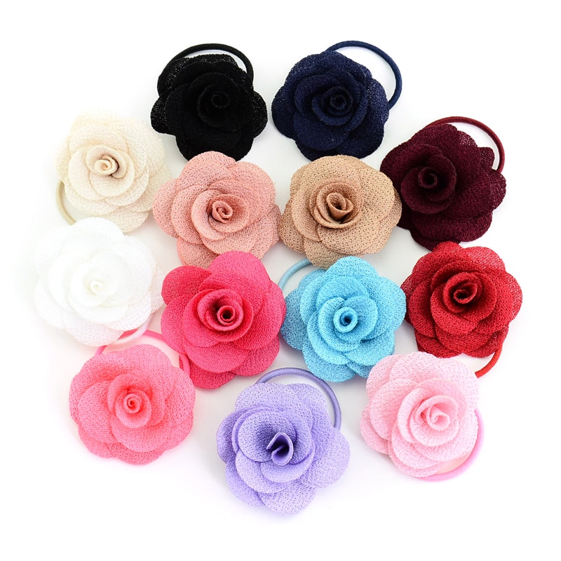 Women Big Rose Flower Elastic Hair Ring Girls Hair Bands Elastic Hair Rubber Bands Hair Accessories For Baby Girl Bebe