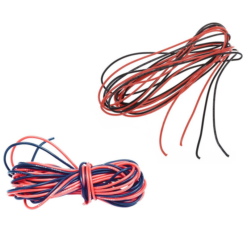 2X 26 Gauge &amp; 18 Gauge Awg Silicone Rubber Wire Cable Red Black Flexible (2Set): Default Title