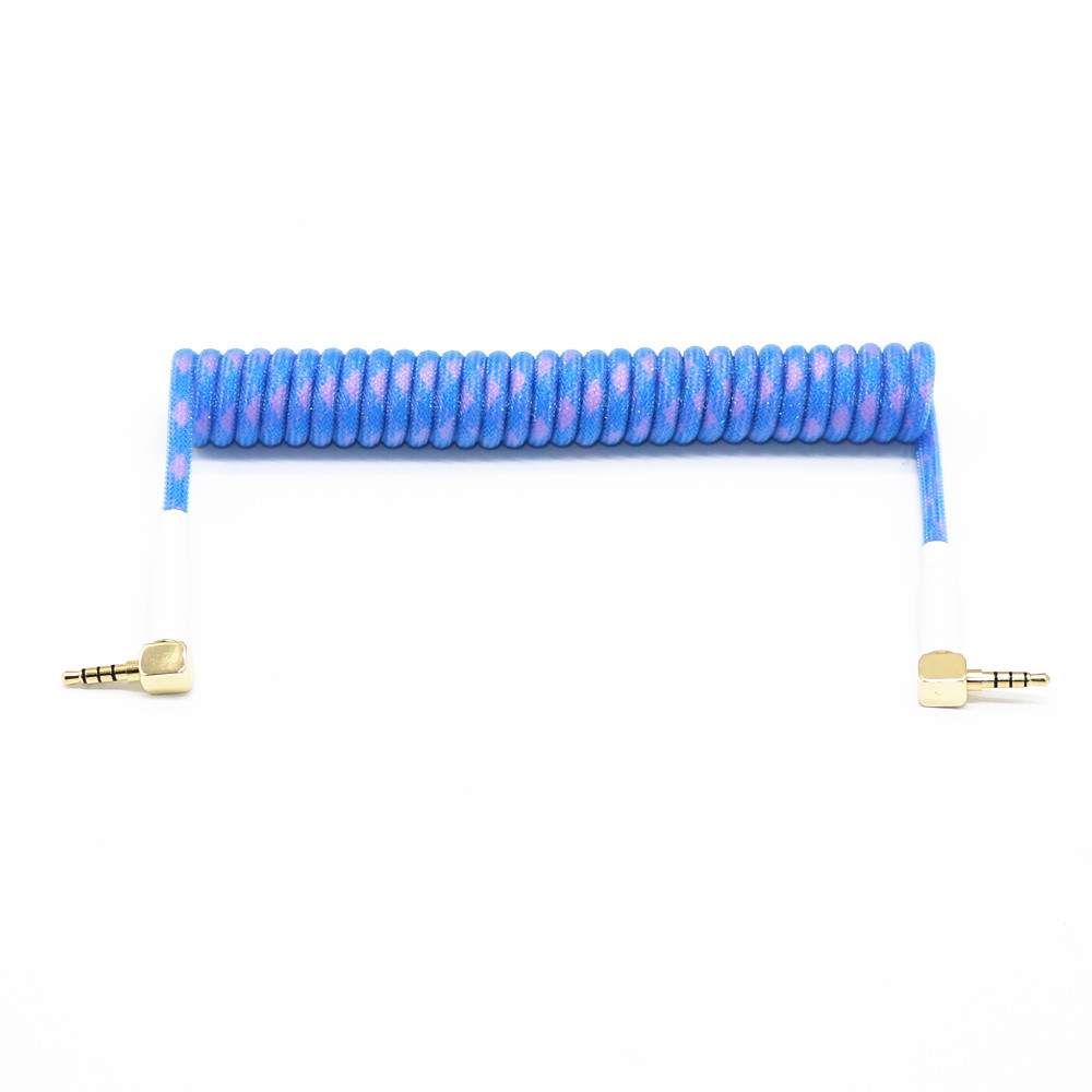 Cable en espiral de resorte TRS TRRS a TRRS de 3,5mm para teclado dividido RODE Sc7 de VIDEOMIC GO Video micrófonos tipo Micro Cables de Audio: royal blue