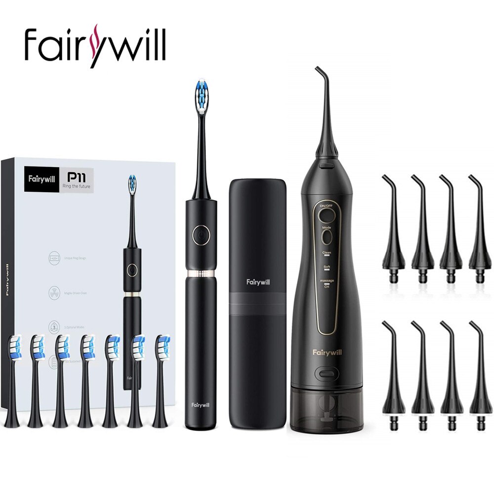 Fairywill Water Flossers szczoteczka do zębów 5020E-E11 USB akumulator przenośny IPX7 wodoodporny 3 tryby 300ML odpinany zbiornik na wodę