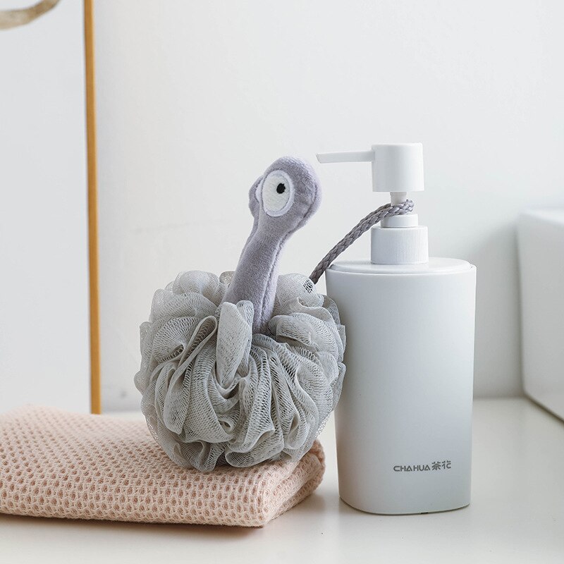 Boule éponge de bain en maille douce avec corde de suspension, accessoire de salle de bain