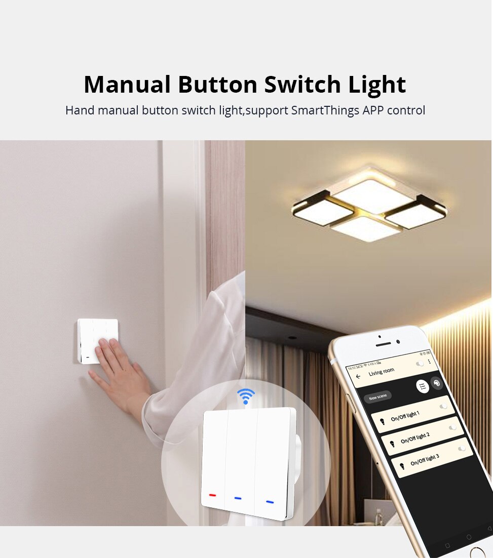 ZigBee Smart Light Switch 10A EU Wall Button Switches Wireless Remote Control Smart Home Works zigbee3.0 hue/b smartthings Alexa