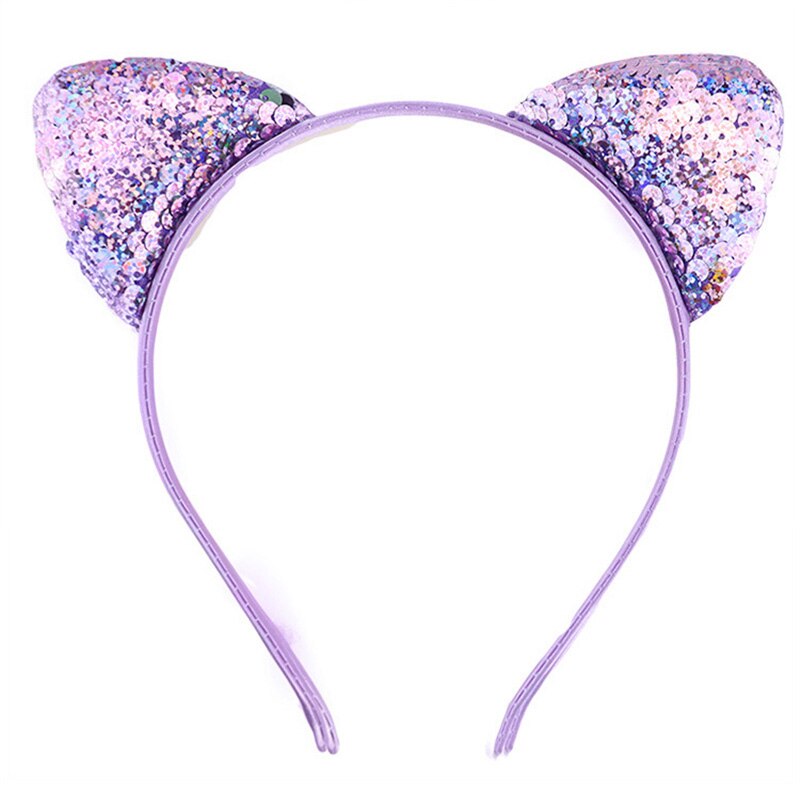 Paillettes réversibles oreilles de chat bandeau brillant chat oreille cheveux cerceaux mignon Bling bandeau cheveux accessoires pour femmes filles quotidien andParty