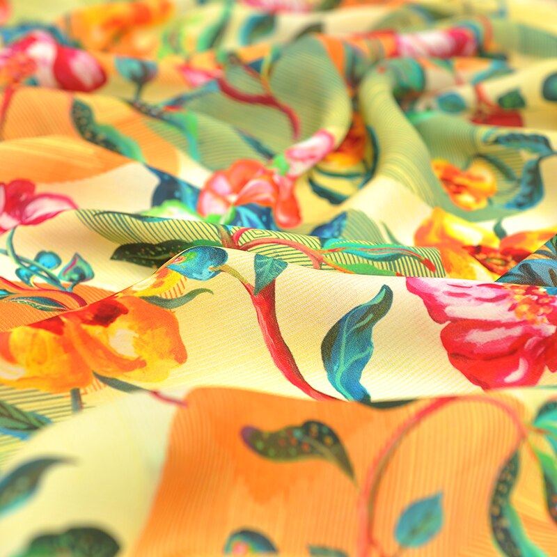 Natural silk double joe fabric cloth per meter 16mm 135 cm wide anti-wrinkle printed clothing shirt dress fabric express