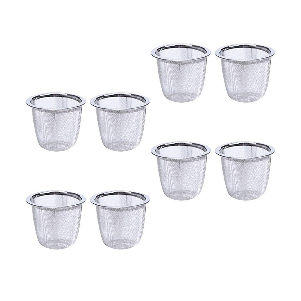 8pcs Stainless Steel Tea Filter Metal Infuser Sturdy Tea Strainer for Home (Diameter 7.2cm x Height 6cm): 7.6x5CM