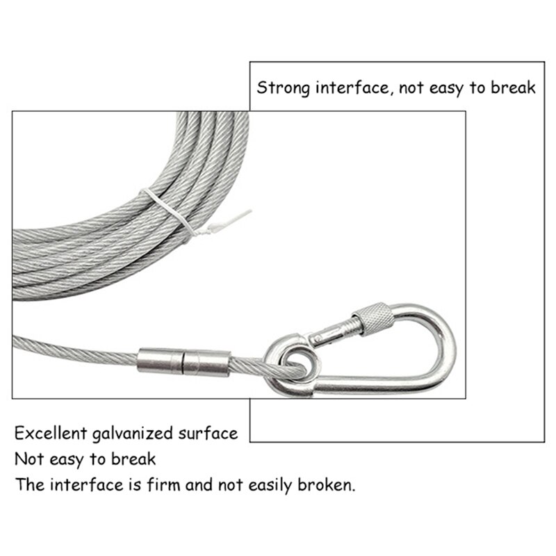 Extra Long Wire Rope Leash For Large Dogs Outdoor Dog Chain Traction Rope About 6-9M 2 Colors 2 Sizes