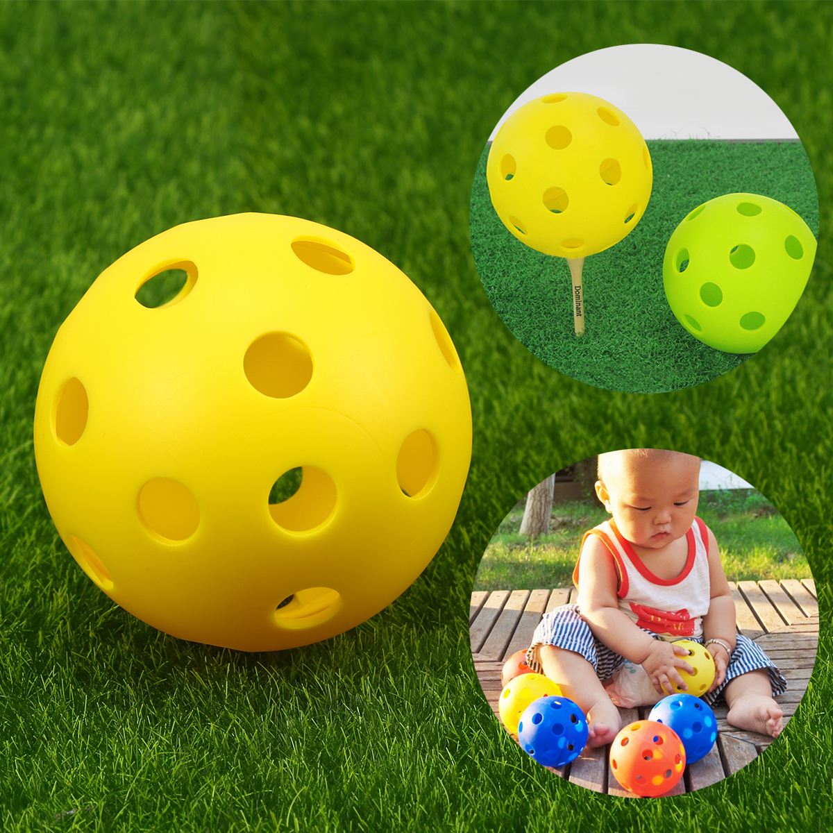 8 stk plastik golfbolde gul pickleball bold med huller legetøjsbold til indendørs og udendørs baner