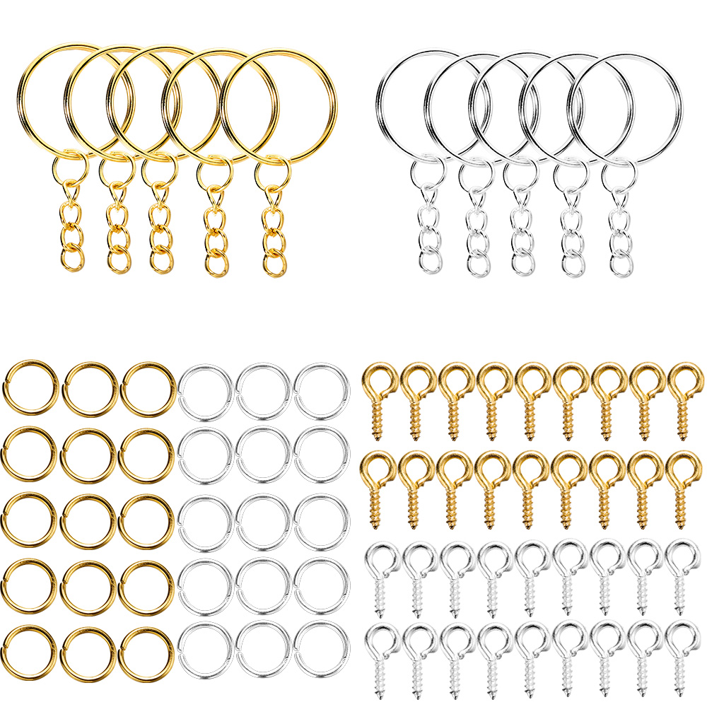 110/220pcs/Set Keychain Open Jump Rings Eye Pins Jewelry Making Accessories Kits for DIY Epoxy Resin Key Chain Key Ring Pendants: 8 cm / Ivory