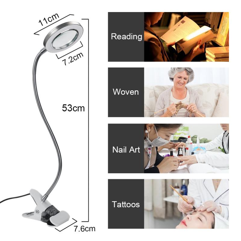 MultiFunction 2in 1 Adjustable Lamp Tattoo Magnifying Glass Desk Lamp Auxiliary Magnifier Light Tattoo Body Art