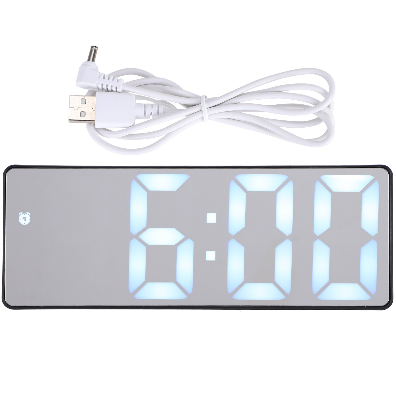 Electronic Digital Clock LED Display Digital Mirror Alarm Clocks Battery Plug-In Dual-Use Powered Beautiful Clocks Table Decor: white