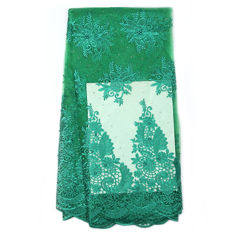 African French mesh lace fabric with African beads embroidered lace tulle Nigerian lace wedding dress