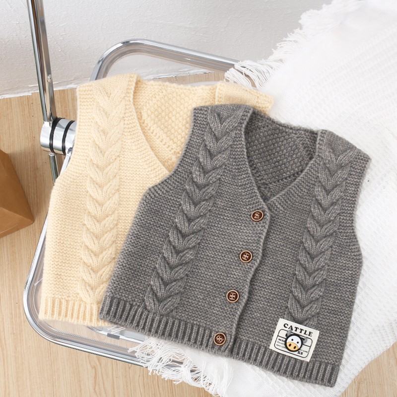 2022 autunno inverno neonato gilet cappotto bambini vestiti in cotone lavorato a maglia cardigan senza maniche gilet bambino capispalla per bambini 1-5Y