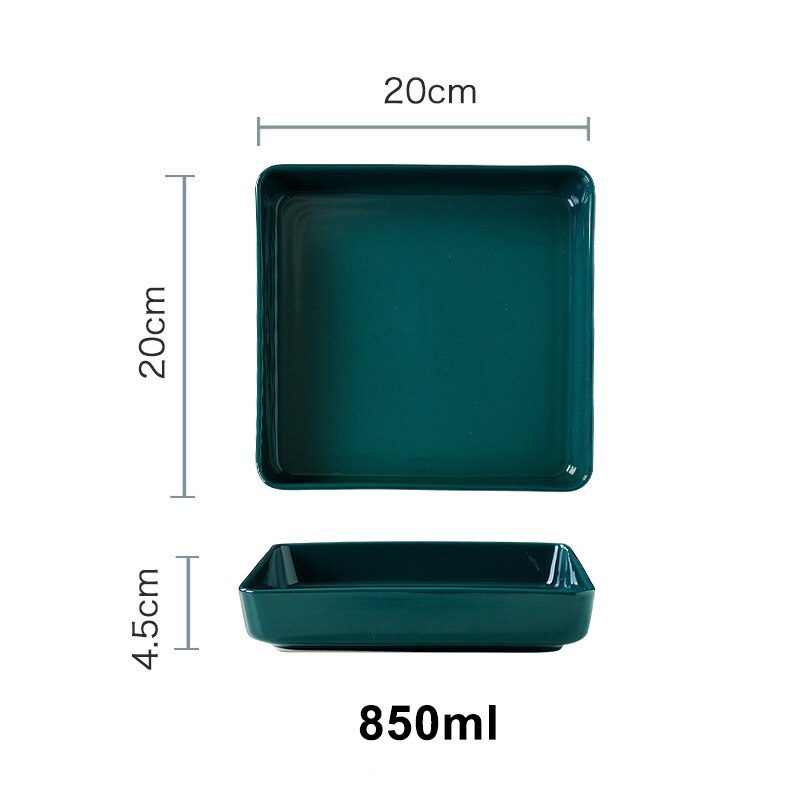 Utensilio de cocina de lujo, plato de cerámica Esmeralda, bandeja de aperitivo de cerámica, contenedor de frutos secos, platos para servir para fiestas: Square