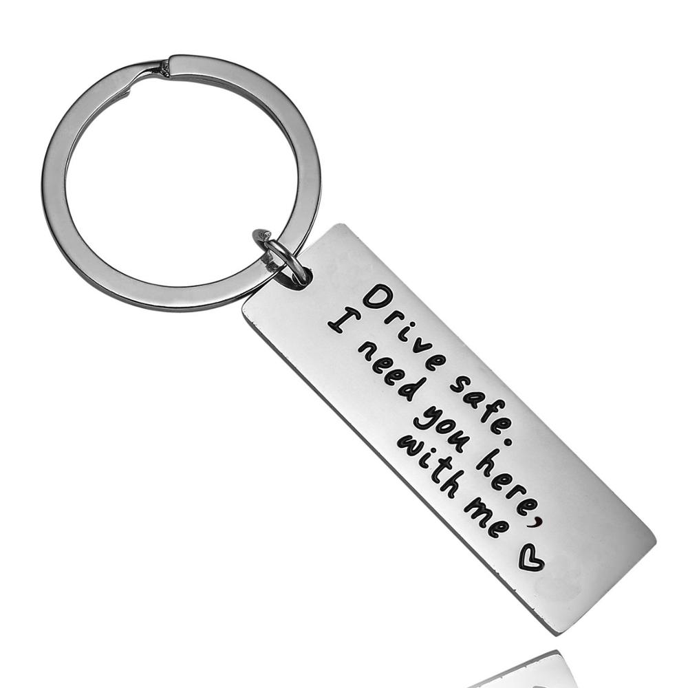 Sleutelhanger Familie Echtgenoot Boyfriend Sleutelhanger Tags Rvs Charm Valentijnsdag Vriendje Sleutelhangers: Drive Safe(Alloy)