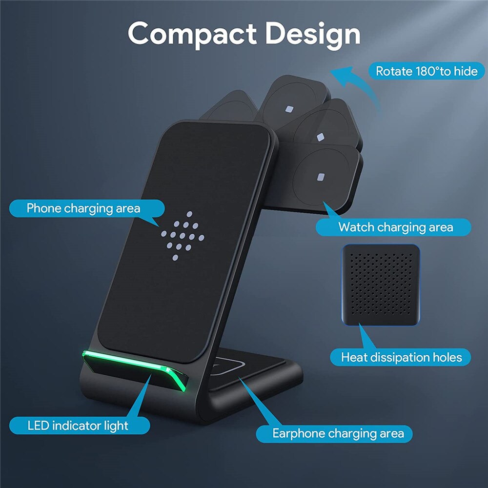 15W Qi Wireless Charging Stand Houder Voor Iphone 12 Pro Quick Charger Draadloze Oplader Dock Station Voor Apple Horloge airpods Pro