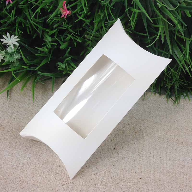 ZerongE jewelry 16x7.8x2.4cm DIY Pillow window box with necklace jewelry packing card white/kraft/black color pillow BOX: White / 10box10inner card