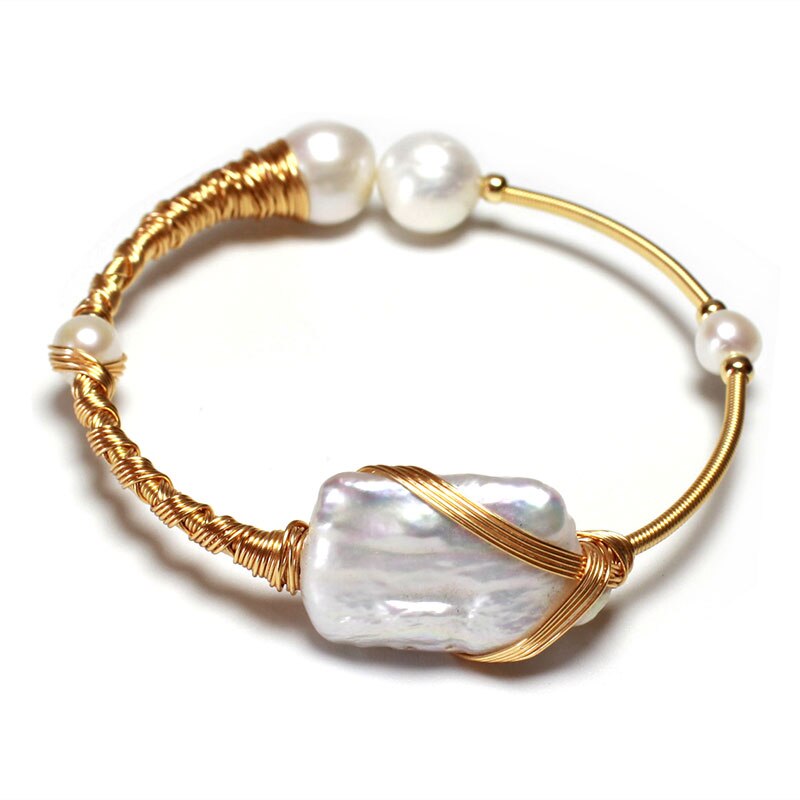 Bulk Natuurlijke Rechthoek Parel Manchet Armbanden Koper Mode-sieraden Armbanden Luxe Voor Vrouwen Verstelbare 55Cm