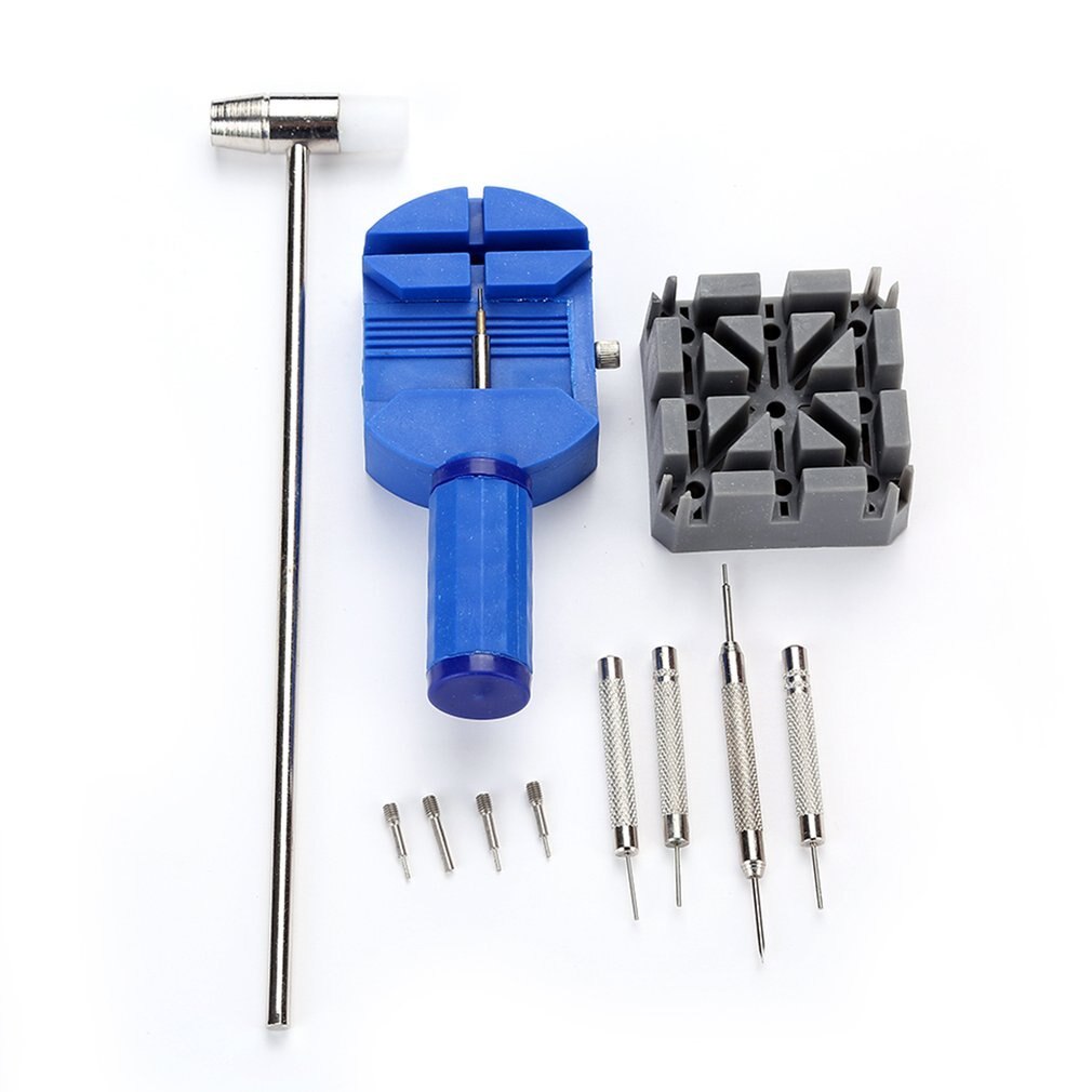 11pcs/set Watch Repairing Tools Kit Durable Watch Belt Holder Pin Punches Hammer Set Household Watch Maker Tools Kit